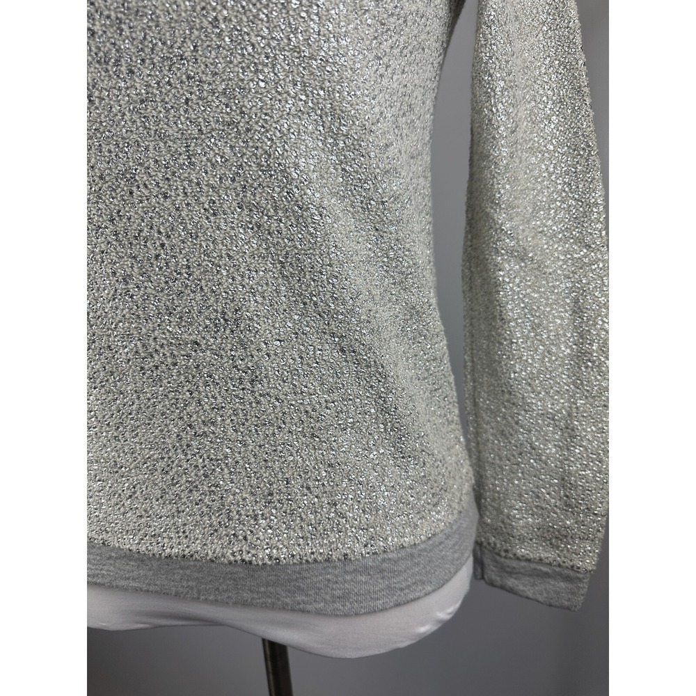 New Anthropologie x Dolan Left Coast Shine Sweater Silver Textured Pullover XS - Picture 7 of 16